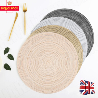 UK 6er-Pack runde gewebte rutschfeste Tischsets Esstisch Tischdecke Set