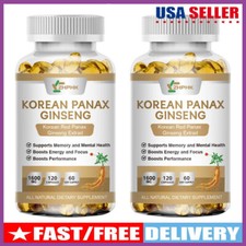 Korean Red Panax Ginseng 1600mg - 120 Capsules - NON-GMO and Gluten-Free