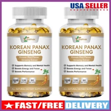 Korean Red Panax Ginseng 1600mg - 120 Capsules - NON-GMO and Gluten-Free