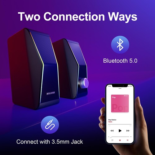 Computer Speakers Bluetooth 5.0 Hi-Fi 4 Dynamic Lighting Modes OPEN BOX - 第 6/8 張圖片