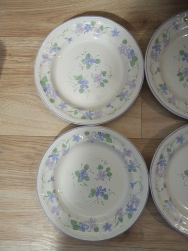 8x Newcor Stoneware China SNACK PLATE Purple Florals Flowers Violeta 1990 6066 - Picture 2 of 20