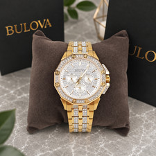 Bulova Crystal Octava 98C126 Men's White Dial Gold-Tone Steel Strap Quartz Watch