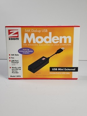 Zoom 3095 Zoom 56K V.92/V.90 Modem (USB Mini External) Mac PC Linux