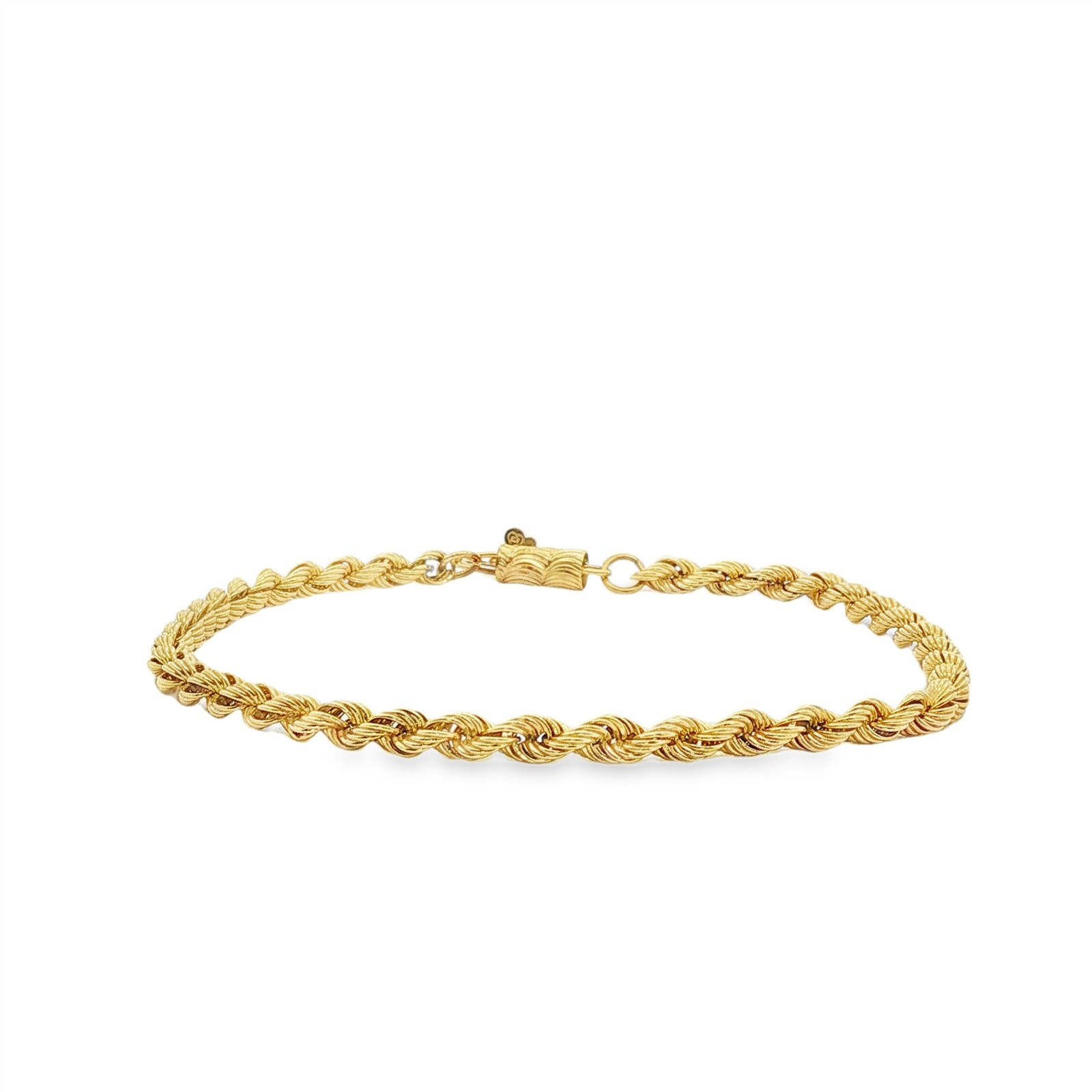 Vintage 14k Yellow Gold Rope Chain Bracelet 8