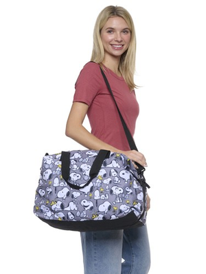 #ad #ad Peanuts Snoopy Duffel Bag Travel Weekender Carry On Print Woodstock Gray $29.99