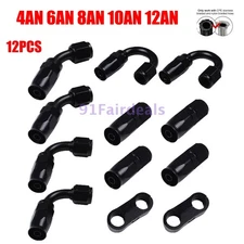 12PCS 4AN 6AN 8AN 10AN 12AN CPE Swivel Fuel Oil Gas Hose End Fitting Adapter Kit