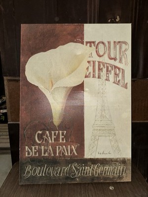 Paris Eiffel Tower Café Wall Art Canvas Print Café de la Paix French Decor