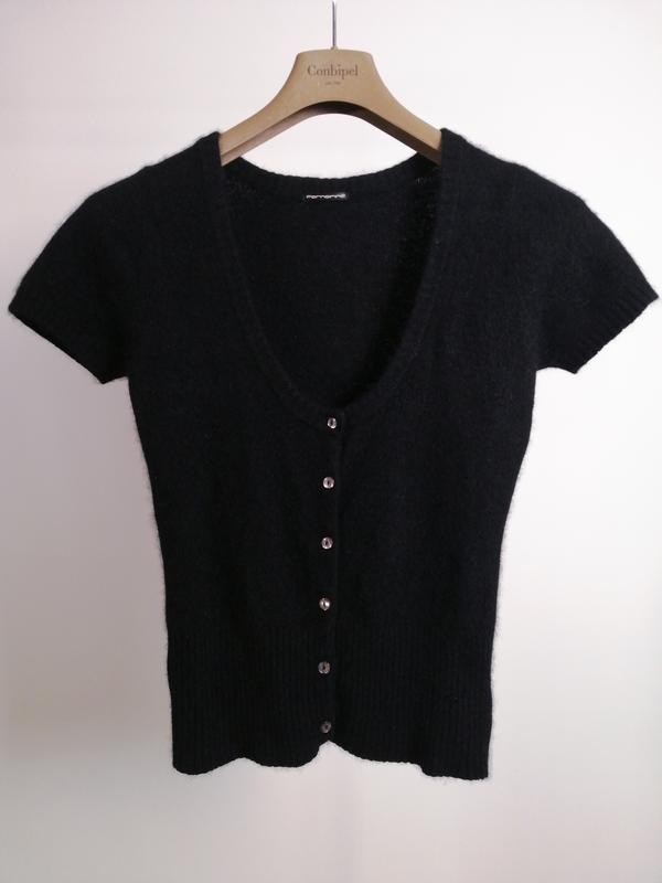 Fornarina Y2K Angora Blend Black Knit Short Sleeve Sweater Size M Vintage 2000s image 3