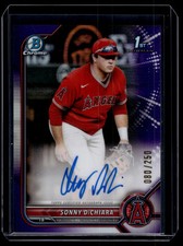 Sonny DiChiara 2022 Bowman Draft Chrome Purple Refractor Auto Card /250 #CDA-SD