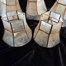 MCM VTG 4” Clip-on Capiz Shell Lamp Shade Brass scalloped - THREE Remain