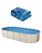 Uimoso Oval Pool Liner 18x33ft Overlap Style Pool Liner 54in Wall Height Durable