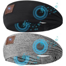 2-Pack Bluetooth Headband Sleeping Headphones for Side Sleepers - Black  Grey