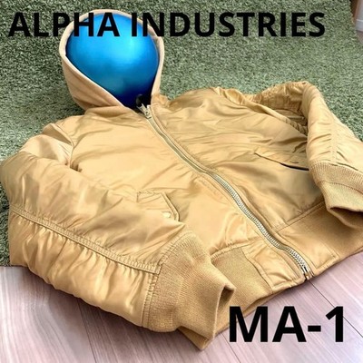 MA-1 Flight Jacket Zip-Off Hood Gold Tone Size XS Alpha Industries