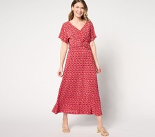 Isaac Mizrahi Live Women's Dress Sz XL Printed Crinkle Knit Short Pink A645025
