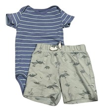 Carter s Baby Boy Outfit Set 18M Dino Shorts Striped Bodysuit 2-Piece