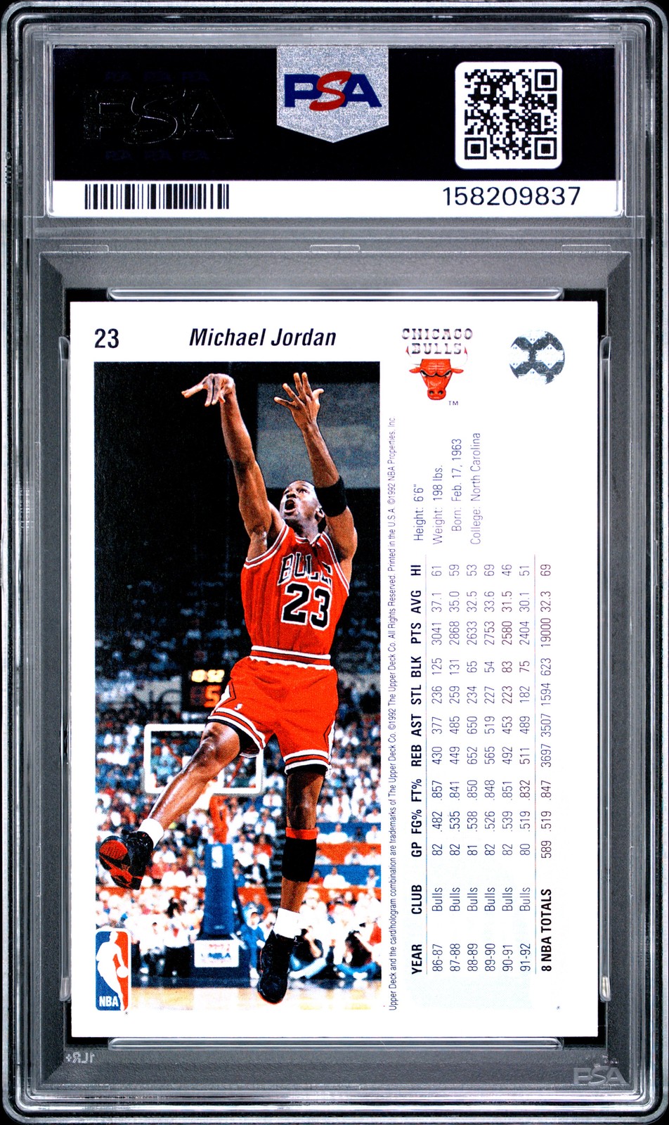 1992 UPPER DECK #23 MICHAEL JORDAN PSA 10 view 2