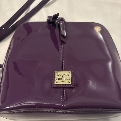 VTG Dooney & Bourke Plum Purple Patent Leather Trixie Crossbody Double Zip Shiny