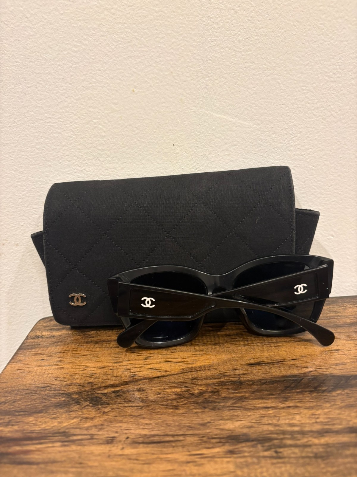 Authentic Chanel Black Rectangular Cat-Eye Sungla… - image 1