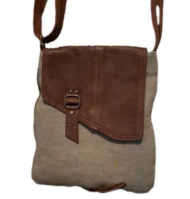 Vintage Addiction Jute Leather Fold-over Crossbody Bag Tan Expandable Messenger