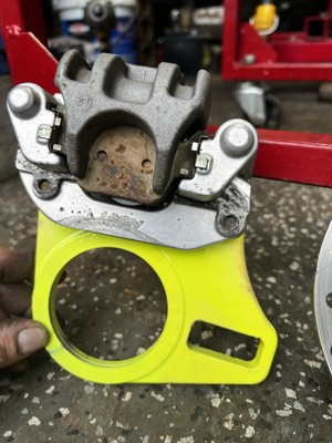 Honda 450r Rear Caliper, Caliper Stay Bracket, brake pads,  Rotor And Rotor Hub