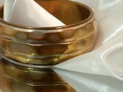 XX Chunky Mellow Brass Tone Classic Vintage 70's Hammered Bangle Bracelet 748o0