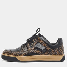 Sneakers stringate Fendi BlackBrown FF in pelle e rete taglia 41