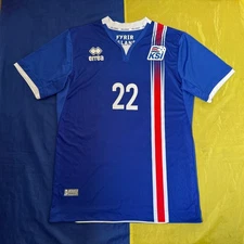 ICELAND 2016 HOME #22 GUDJOHNSEN SOCCER JERSEY FOOTBALL ERREA Sz. M