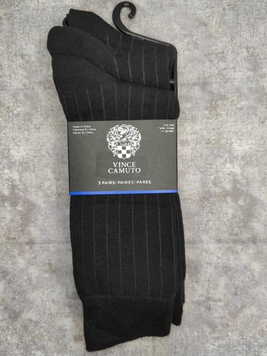 Vince Camuto 3 Paar gerippte elegante Crew-Socken für Herren Schuhgröße 6-12 schwarz