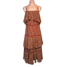 Rebecca Minkoff Floral Clarissa Tiered Midi Dress 14 Ruffle Overlay Boho NWT