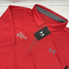 Under Armour Polo Shirt Mens XL Red Loose Performance Embroidered Logo NEW