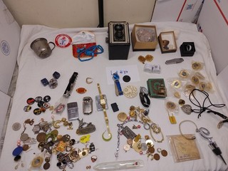 Old Junk Drawer Box Lot Sterling Silver Jewlery Vintage Coins Watch Reed Barton