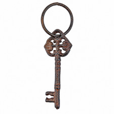 Cast Iron Skeleton Key with Ring 6.25" Rustic Vintage Victorian Decor