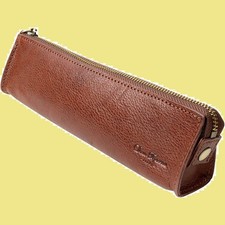 Stylish Slim Leather Genuine Leather Italian Leather Smooth Pencil Case Zipper