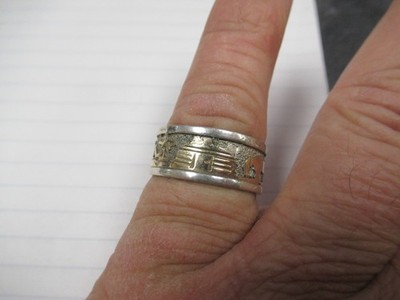 Tom & Sylvia Kee Navajo Sterling 1/20 12K GF Storyteller Band Ring Size 10.5