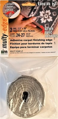 Multy Adhesive Carpet Finishing Edge, 1.5'' x 30'', Grey, 2-Pieces