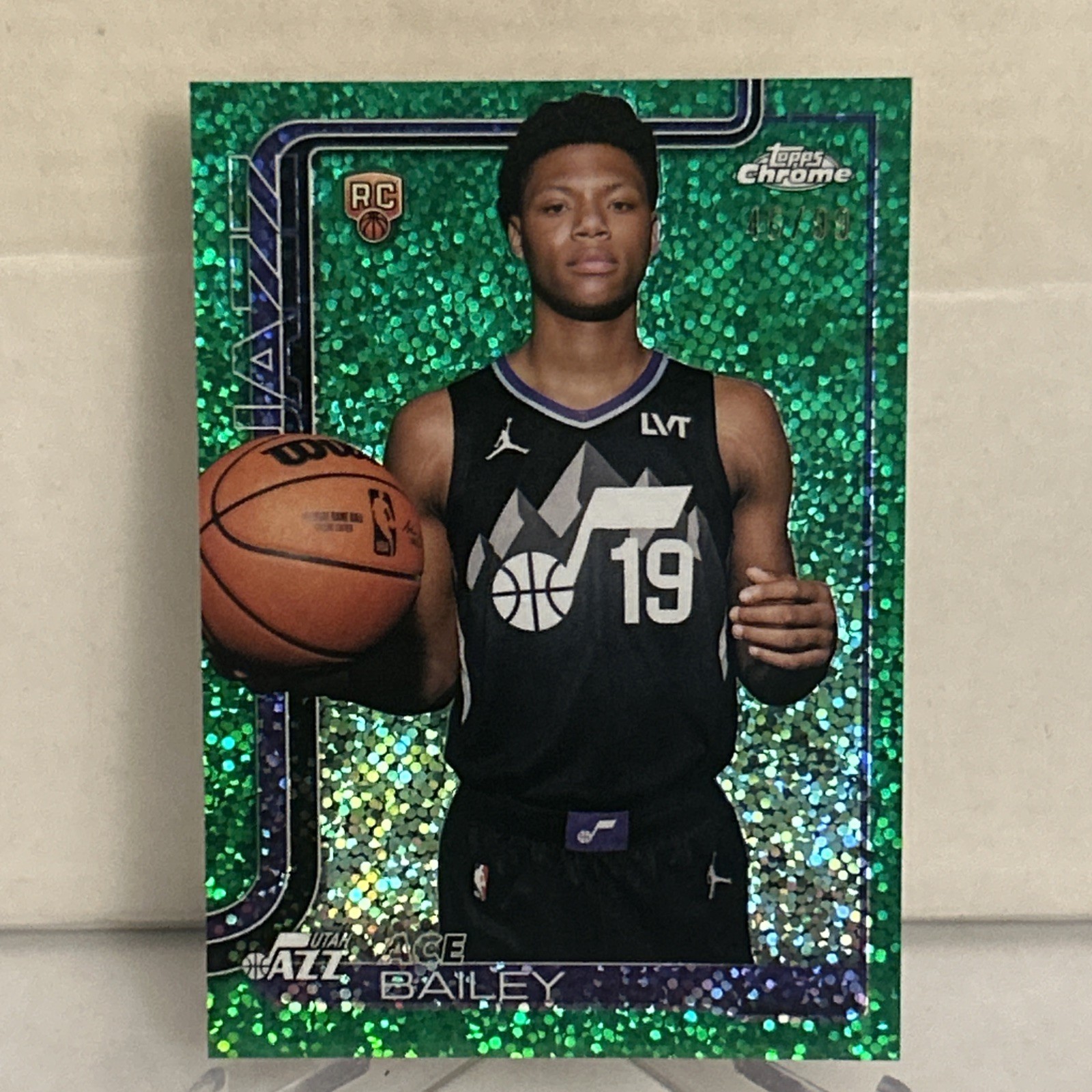 2025/26 Topps Chrome Ace Bailey Green Speckle Variation /99 Rookie RC #255 JAZZ