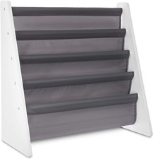 Childrens Kids Book Shelf Wooden Sling Storage Rack Organizer Bookcase Bookshelf