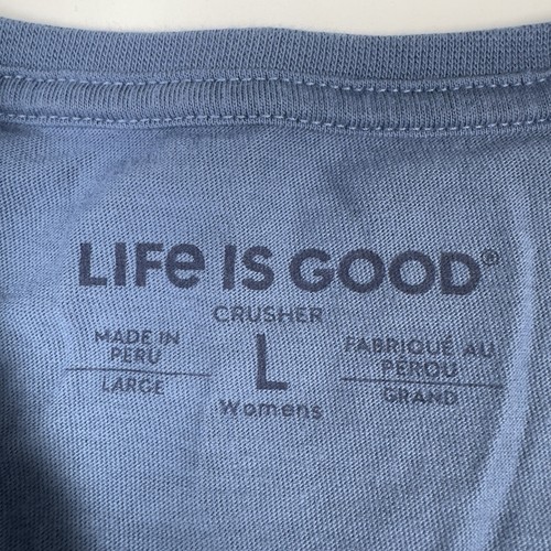 Life Is Good Women’s Crusher Tee T-Shirt Blue Compass Floral Size L - Picture 4 of 8