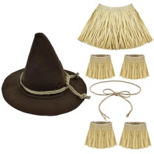 Scarecrow Costume Accessory Brown Set 7Pcs Adult Scarecrow Hat