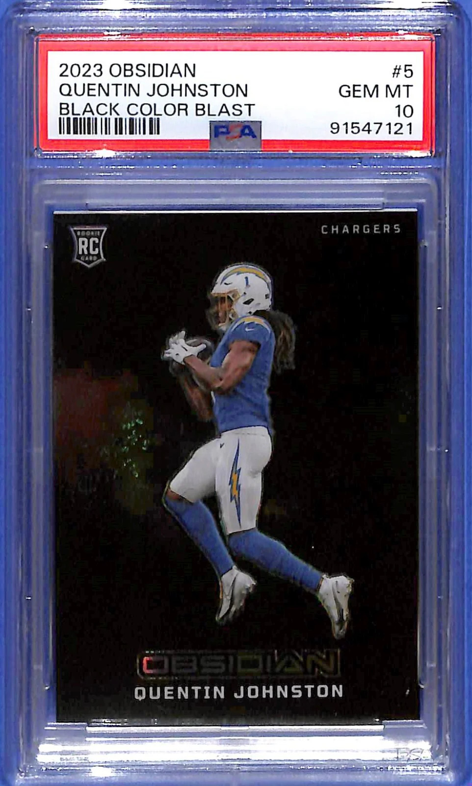 2023 Panini Obsidian - Black Color Blast Quentin Johnston #5 (RC) PSA 10 GM