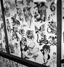 Sailors tattoo designs at a tattoo parlor in London in September 1960 Old Photo