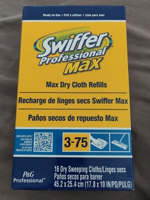 1 Box Swiffer Professional Max Dry Sweeping Cloth Refill 17.8'' x 10'' White 16/BX