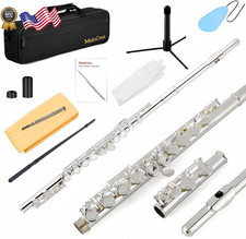 Silver Plated Closed Hole Flute 16 Keys C Flute Perfect for Beginner School
