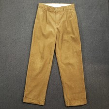Polo Ralph Lauren Corduroy Pleated Pants Men 31x30 Khaki Tan Trousers Cuffed VTG