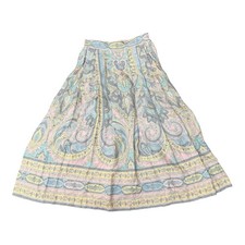 Chaus Size Petite 4 Blue Pink Paisley A-Line Midi Skirt Vintage Y2K Boho