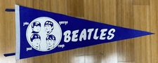 BEATLES Vintage Original 1980s Pennant Flag Blue & White