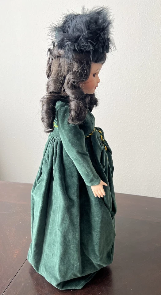 Muñeca de porcelana Scarlett O'Hara vestido verde Lo que el viento se llevó 1996 Seymour Mann Foto 3 de 4