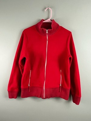 Old Navy Bright Red Fleece Women's Size XL Full Zip Mock Neck Long Sleeve