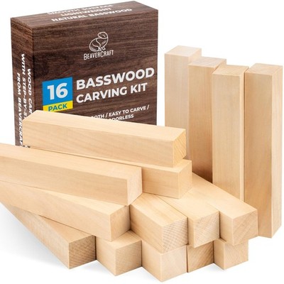 BeaverCraft Basswood Carving Blocks BW16 pcs - Soft Whittling Wood beige
