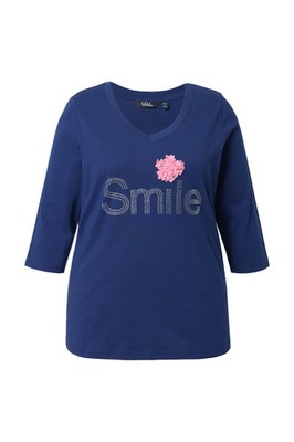 Ulla Popken Damen große Größen Shirt Smile Classic V Ausschnitt 3 4 Arm 844279